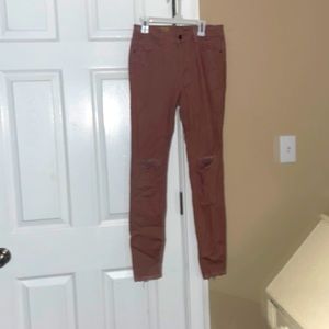 Pink denim ripped jeans